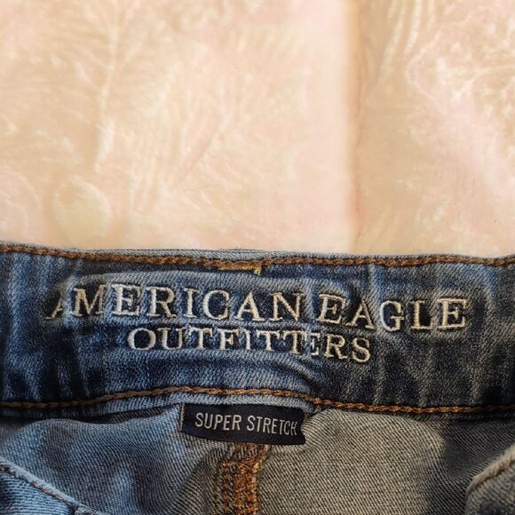 American Eagle Outfitters Distressed Blue Jean Shorts - Hi-Rise Shortie Size 00 - Picture 3 of 7